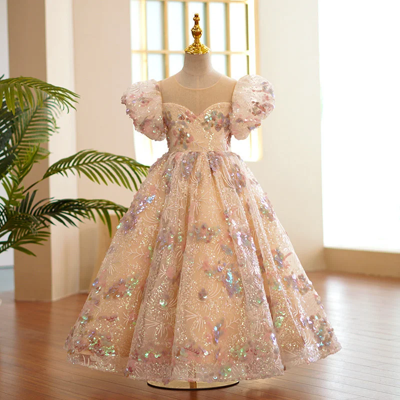 Flower Girl Dresses Girls Pageant Formal Dress Baby Girl Luxury Mesh Sequins Birthday Party Dress Tunics Mesh breathable Flower Girl Dresses Girls Pageant Formal Dress Baby Girl Luxury Mesh Sequins Birthday Party Dress Tunics Mesh breathable