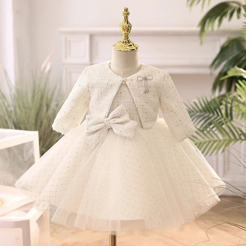 Baby Girl Birthday Party Dresses Girl Winter White Long Sleeve Puffy Formal Dresses Tunics Floral girly Baby Girl Birthday Party Dresses Girl Winter White Long Sleeve Puffy Formal Dresses Tunics Floral girly