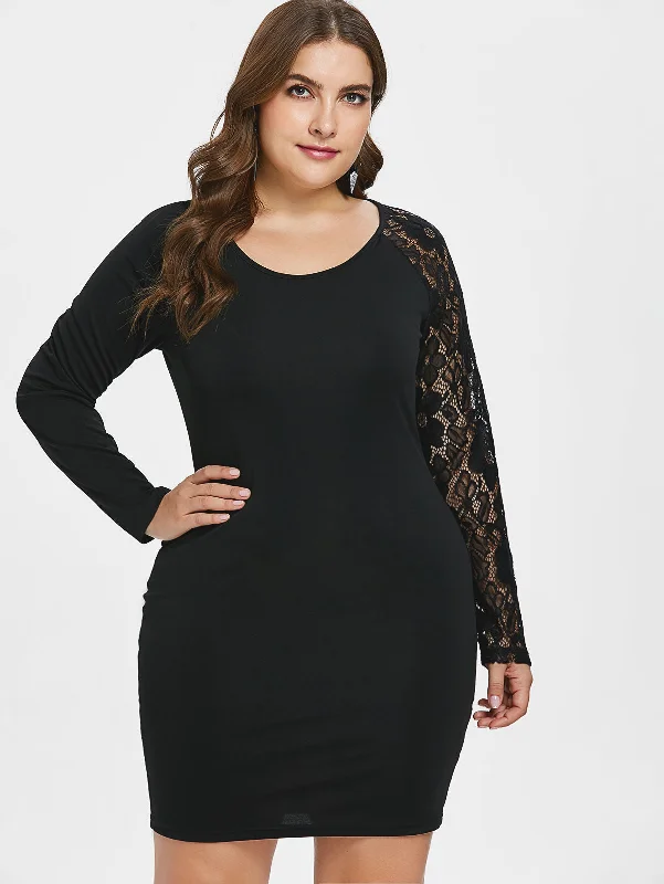 Rosegal Plus Size Lace Panel Ruched Bodycon Dress Female Spring Elegant Party Dress Women O Neck Long Sleeves High-Waist Vestido Tunics Evening elegant Rosegal Plus Size Lace Panel Ruched Bodycon Dress Female Spring Elegant Party Dress Women O Neck Long Sleeves High-Waist Vestido Tunics Evening elegant