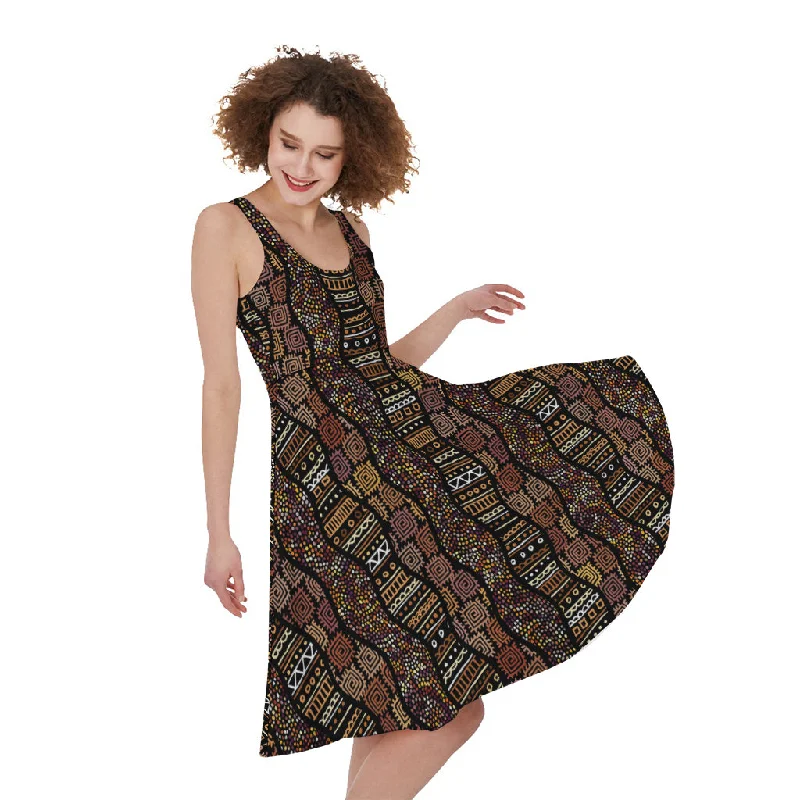 African Afro Inspired Pattern Print Sleeveless Knee Length Dress Tunics Stylish modern African Afro Inspired Pattern Print Sleeveless Knee Length Dress Tunics Stylish modern
