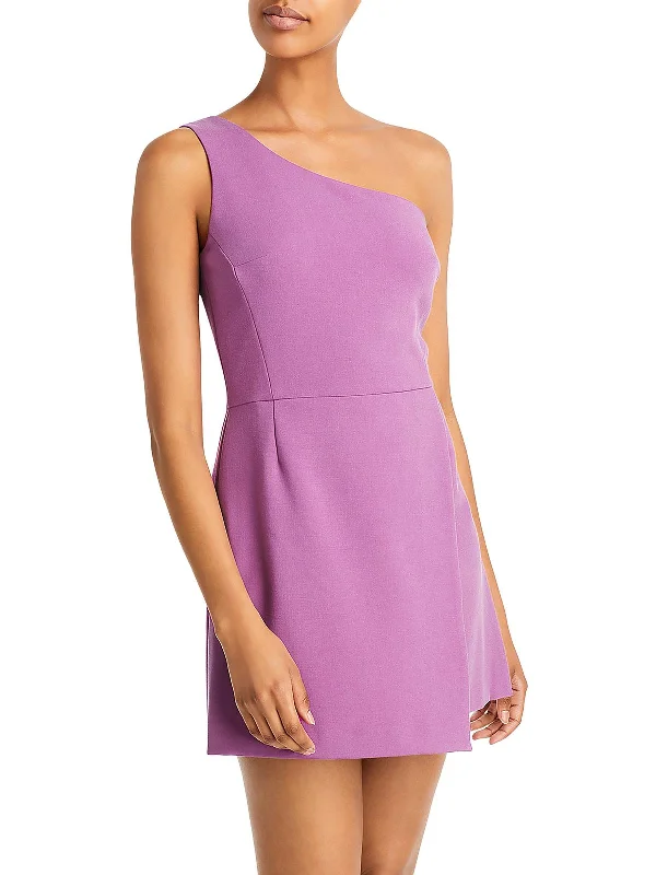 Womens One Shoulder Mini Cocktail and Party Dress Tunics stripes playful