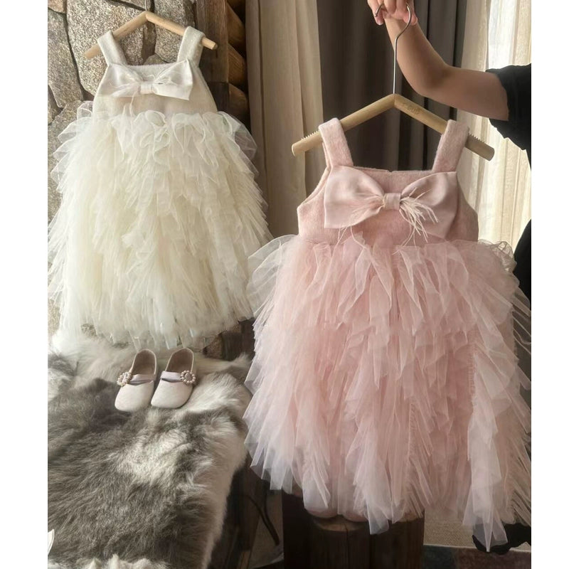 Flower Girl Dresses Girls Bow Princess Dress Baby Birthday Dress Boat Neckline Classic