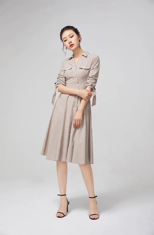 Light coffee dress handmade dress women  party dresses 2219 Tunics Hiking breathable