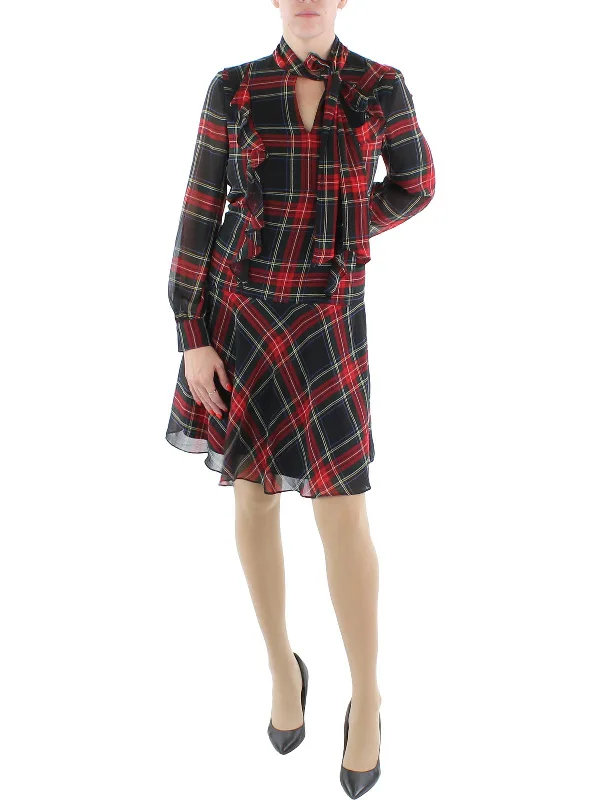 Womens Tartan Plaid Drop-Waist Wear to Work Dress Tunics Favorite customer