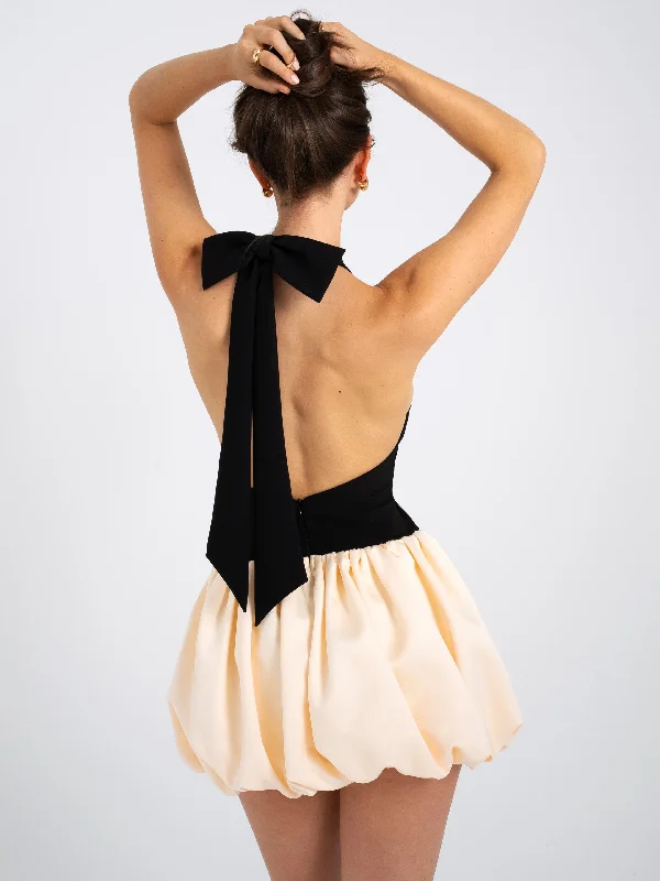 Yaira Backless Drop Waist Mini Bubble Dress Tunics New arrival
