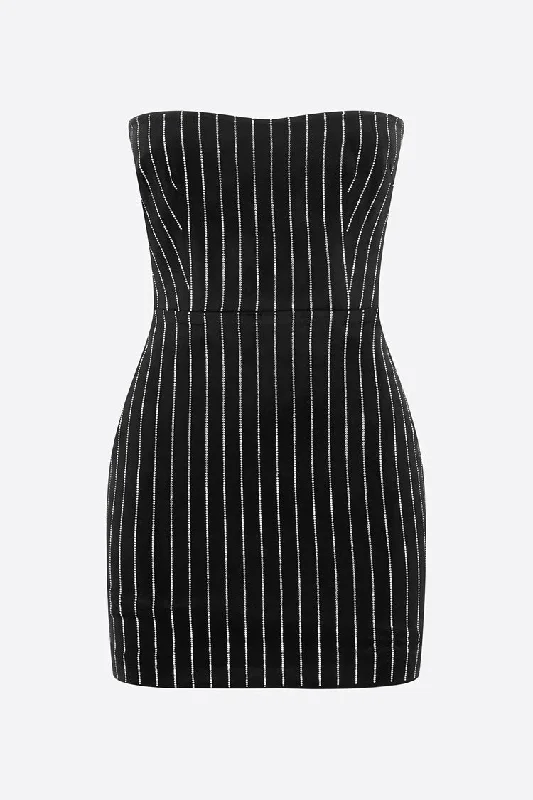Sparkly Contrast Rhinestone Stripe Strapless Bodycon Party Mini Dress Fashionable Lace Mini Dress Sparkly Contrast Rhinestone Stripe Strapless Bodycon Party Mini Dress Fashionable Lace Mini Dress