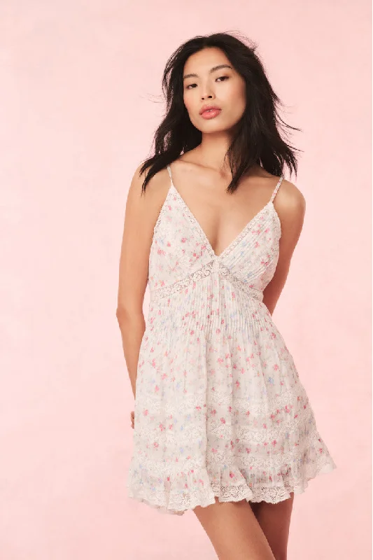 Alonna Cotton Floral Mini Dress Fashionable Boho-Chic Mini Dress