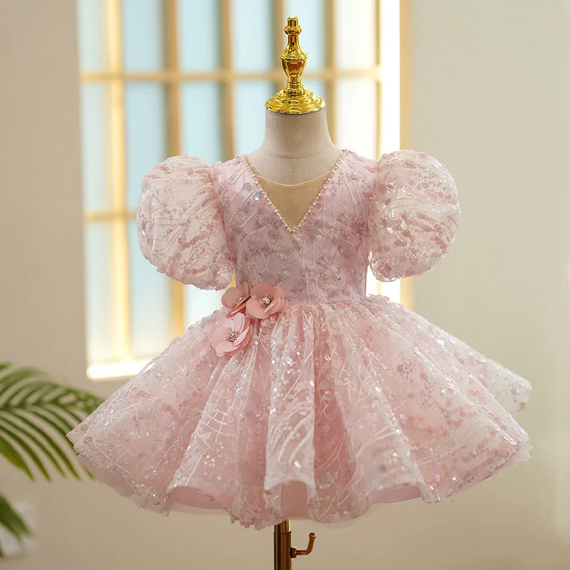 Baby Girl Birthday Party Dresses Girl Cute Sequined Puff Sleeves Formal Princess Dresses Tunics Travel practical Baby Girl Birthday Party Dresses Girl Cute Sequined Puff Sleeves Formal Princess Dresses Tunics Travel practical