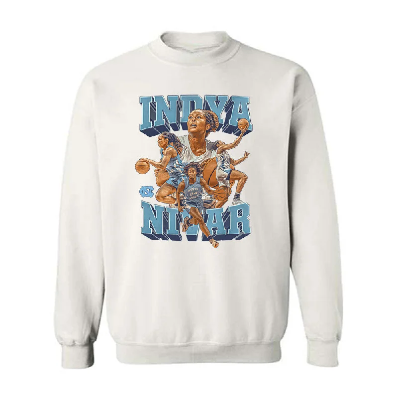 UNC - NCAA Women's Basketball : Indya Nivar - Player Collage Crewneck Sweatshirt Hoodie with Hem Elastic Stretchable Comfortable