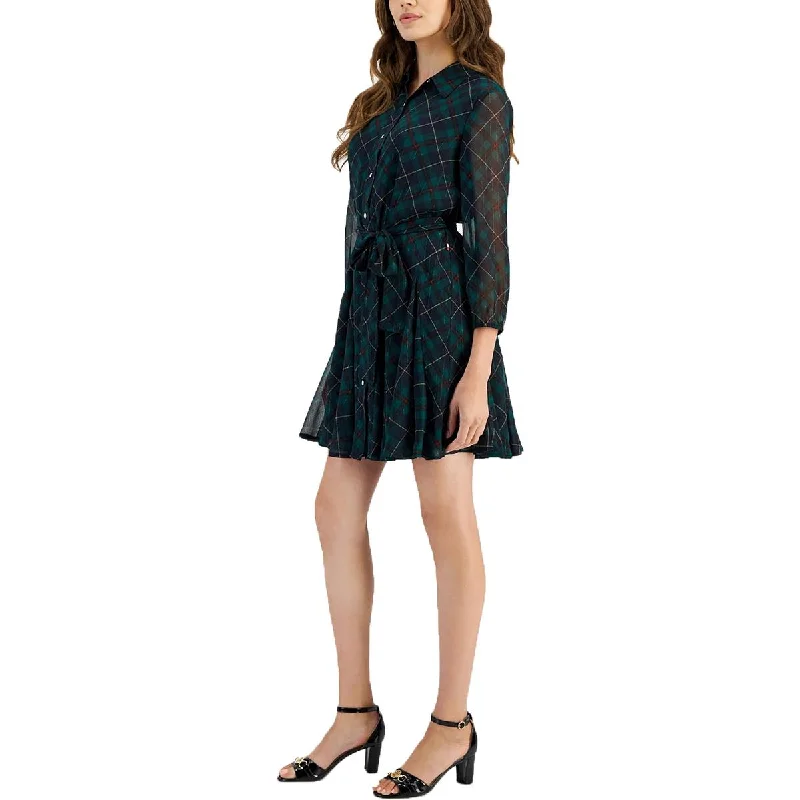 Womens Metallic Polyester Fit & Flare Dress Tunics Office stylish