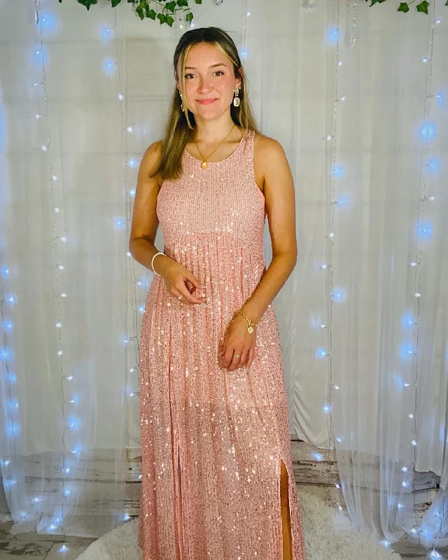 Sequin Sleeveless Relaxed Fit Dress Tunics Summer linen