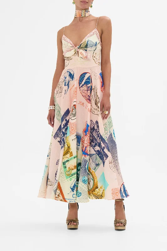 LONG DRESS WITH TIE FRONT HAUTE PASSPORT Tunics Mesh breathable