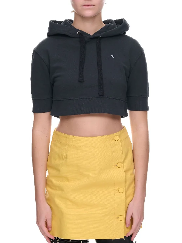 Cropped Hoodie (231-W174-19004-0044-DARK-NAVY) Hoodie with Gradient Ombre Colorful