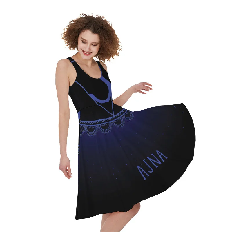 Ajna Chakra Symbol Print Sleeveless Knee Length Dress Tunics Hiking breathable