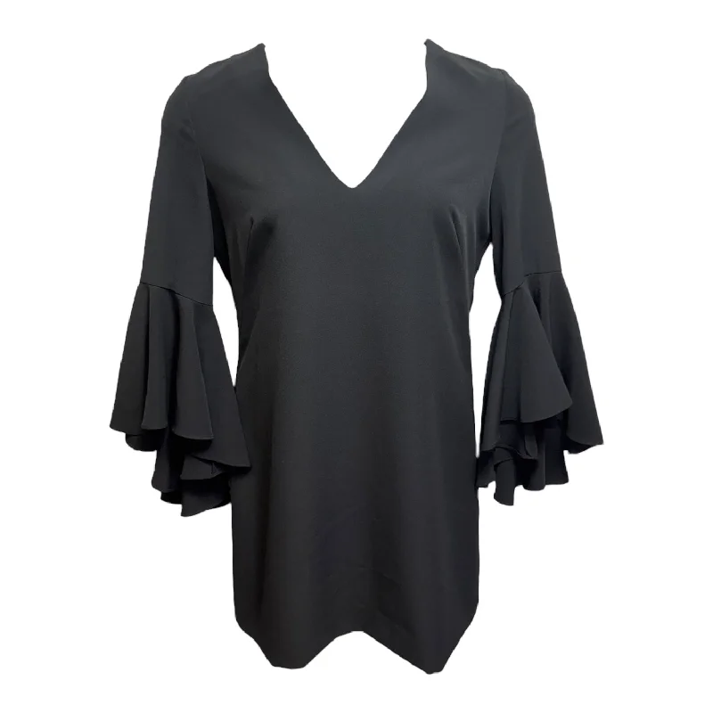 Ruffle Sleeve Mini Dress Designer By Milly In Black, Size: 10 Chic Tropical Mini Dress Ruffle Sleeve Mini Dress Designer By Milly In Black, Size: 10 Chic Tropical Mini Dress