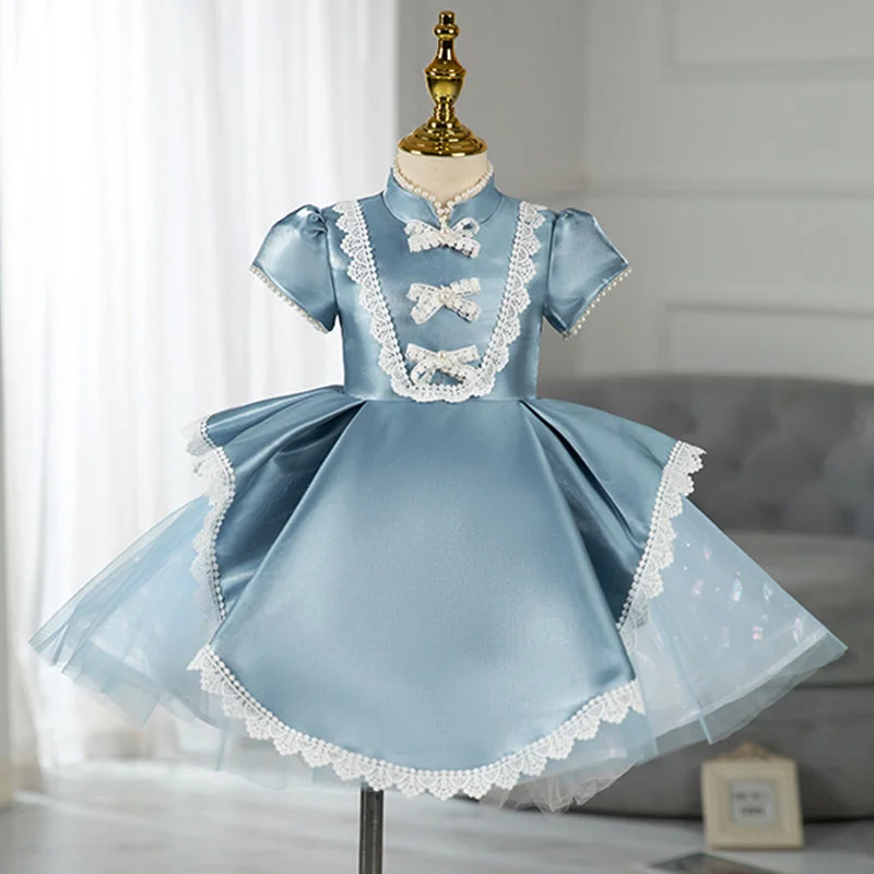 Flower Girl Dress Toddler Princess Dress Elegant Lace Bow Puffy Formal Birthday Party Dress Tunics Trousers formal Flower Girl Dress Toddler Princess Dress Elegant Lace Bow Puffy Formal Birthday Party Dress Tunics Trousers formal