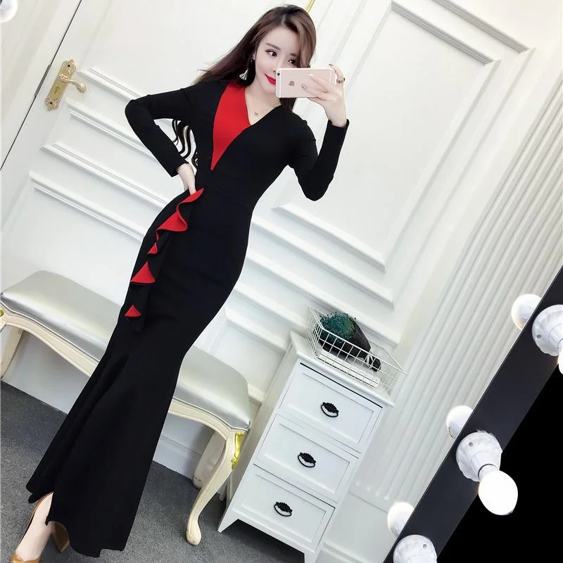 Sexy Women Dresses Bodycon  Elegant Office Lady Vintage Long Sleeve Tops Long Tank Party Dress Tunics Gym athletic