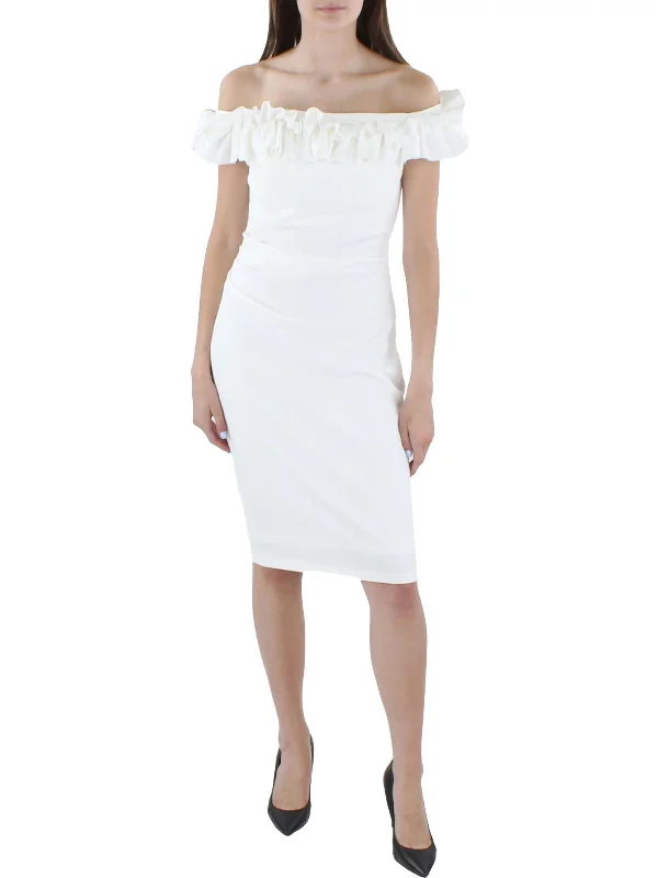 Womens Ruffle Off-The-Shoulder Cocktail and Party Dress Chiffon Maxi Beach