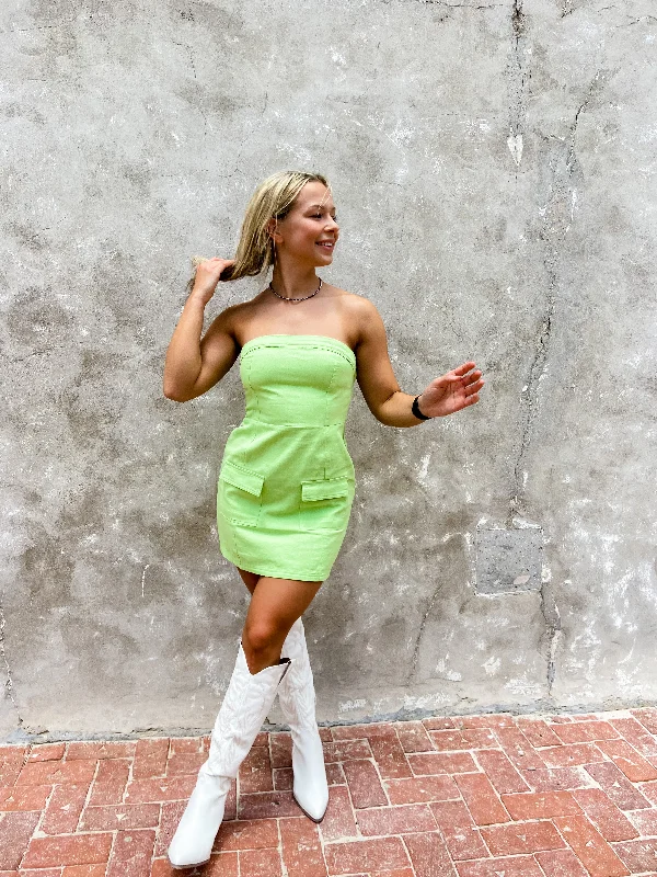 Lime Strapless Mini Dress Comfortable Bodycon Mini Dress