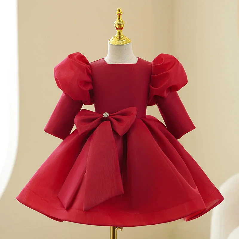 Girl Christmas Dress Toddler Prom Dress Girl Princess Dress Red Long Sleeve Bow Puffy Party Dress Tunics Polka dots Girl Christmas Dress Toddler Prom Dress Girl Princess Dress Red Long Sleeve Bow Puffy Party Dress Tunics Polka dots