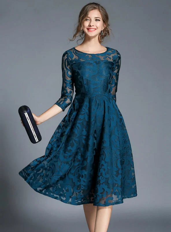 Elegant Slim Ladies Party Dress Women Casual Lace Dresses Turtleneck Neckline Stylish Elegant Slim Ladies Party Dress Women Casual Lace Dresses Turtleneck Neckline Stylish