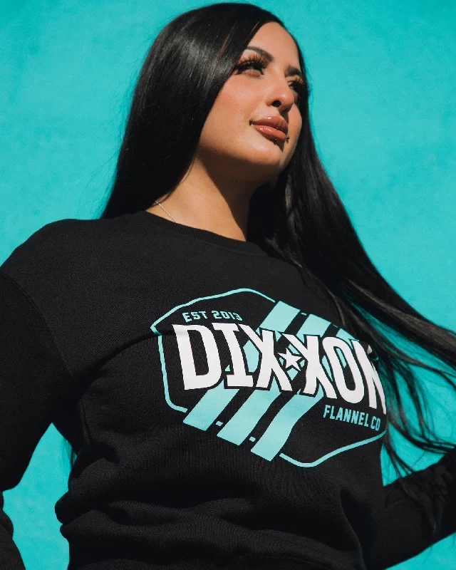Women's Tiffany Stripes Crewneck Sweatshirt - Black Hoodie with Mesh Breathable Sporty Women's Tiffany Stripes Crewneck Sweatshirt - Black Hoodie with Mesh Breathable Sporty