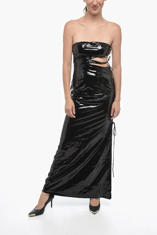 Rotate Eco-Patent Leather MALEEENA Sheath Dress with Lace-up Back 42 Italian size Tunics Fashionable chic Rotate Eco-Patent Leather MALEEENA Sheath Dress with Lace-up Back 42 Italian size Tunics Fashionable chic