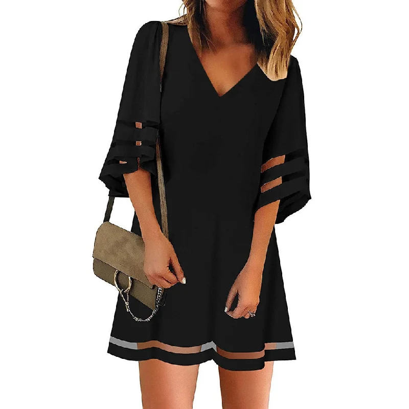 Summer Dress 2019 Women Solid Color Casual Loose Mini Dress V Neck Short Sleeve Dresses Simple Beach Dresses Ropa Mujer Casual Button-Up Mini Dress Summer Dress 2019 Women Solid Color Casual Loose Mini Dress V Neck Short Sleeve Dresses Simple Beach Dresses Ropa Mujer Casual Button-Up Mini Dress
