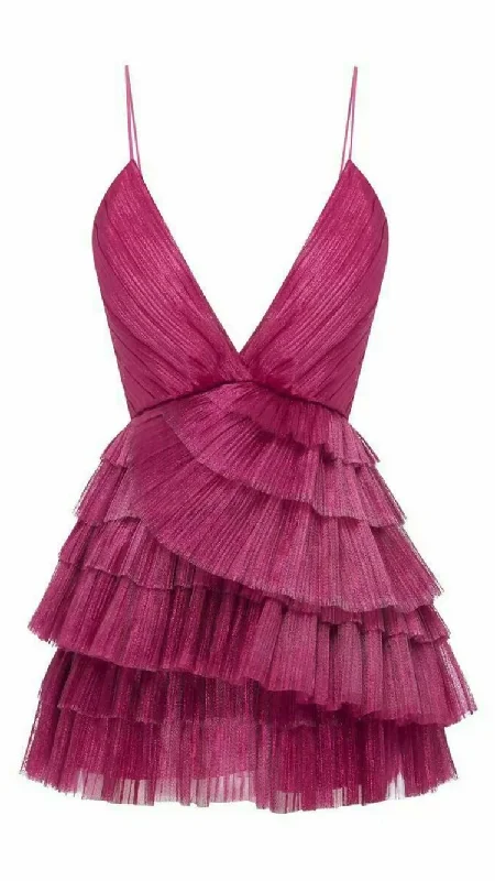 Ruffled Spaghetti-Neck Party Sexy Mini Dress A-line Homecoming Dress Short Y635 Stylish Puff Sleeve Mini Dress