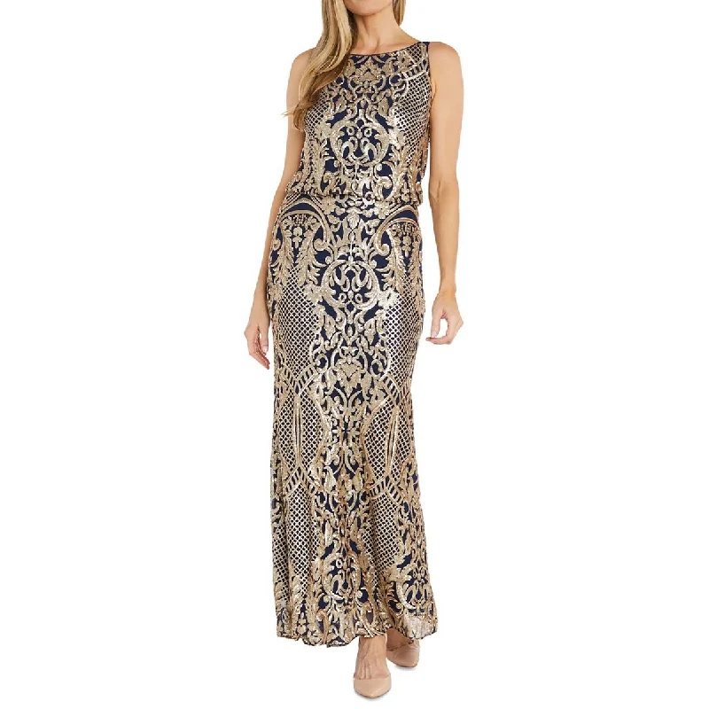 Womens Sequined Polyester Evening Dress Tunics Velvet soft