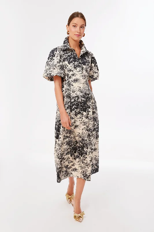 Noir Cypress Toile Delaney Dress A-Line Day Work