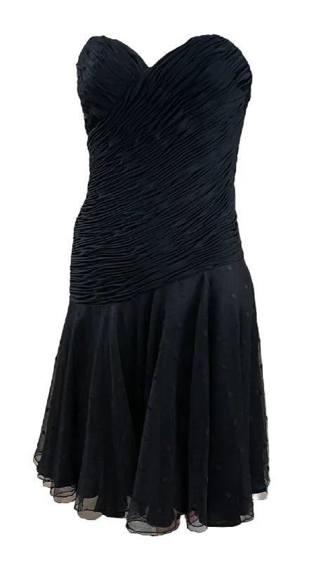 Loris Azzaro 80s Black Strapless Party Dress with Red Underskirt sweetheart Neckline Romantic Loris Azzaro 80s Black Strapless Party Dress with Red Underskirt sweetheart Neckline Romantic