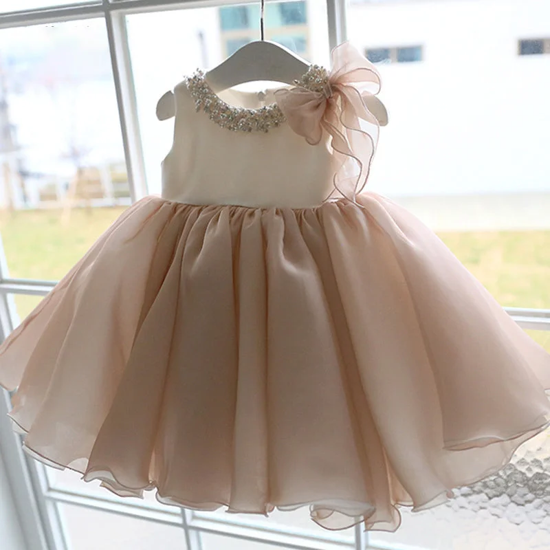 Baby Girl Birthday Party Dress Toddler Beaded Round Neck Sleeveless Puffy Formal Princess Dress Tunics Top Casual Baby Girl Birthday Party Dress Toddler Beaded Round Neck Sleeveless Puffy Formal Princess Dress Tunics Top Casual