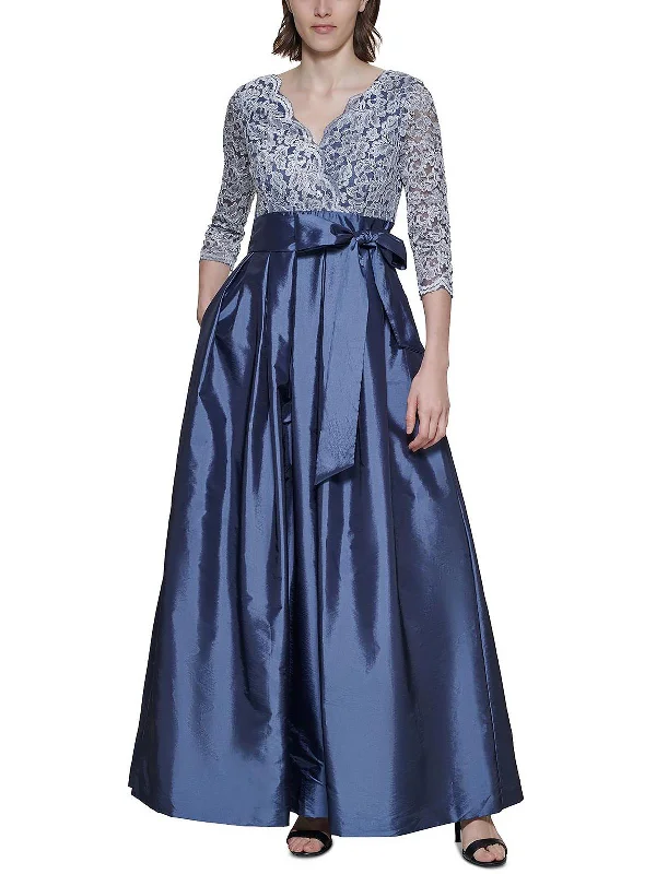 Petites Womens Lace Satin Evening Dress Tunics Recommended stylist