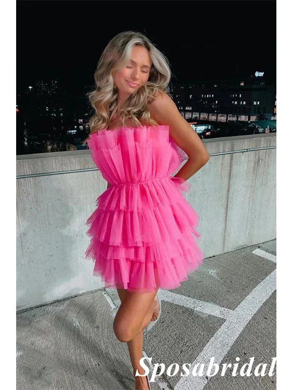 Sexy Barbie PInk Tulle Sweetheart A-Line Mini Dresses/ Homecoming Dresses, PD3574 Fashionable A-Line Mini Dress Sexy Barbie PInk Tulle Sweetheart A-Line Mini Dresses/ Homecoming Dresses, PD3574 Fashionable A-Line Mini Dress