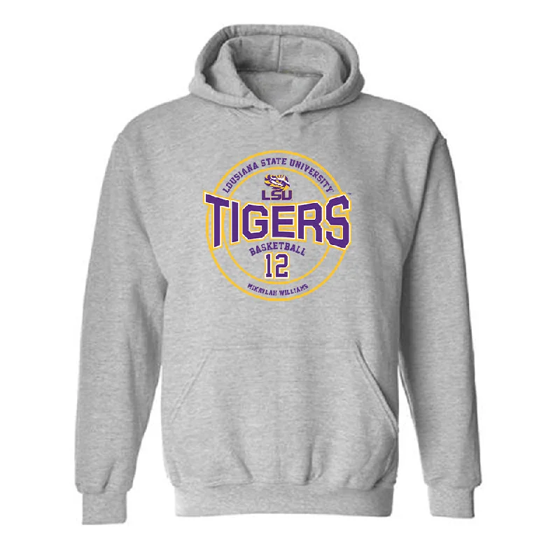 LSU - NCAA Women's Basketball : Mikaylah Williams - Classic Fashion Shersey Hooded Sweatshirt Hoodie with High-Low Hem Asymmetrical Trendy