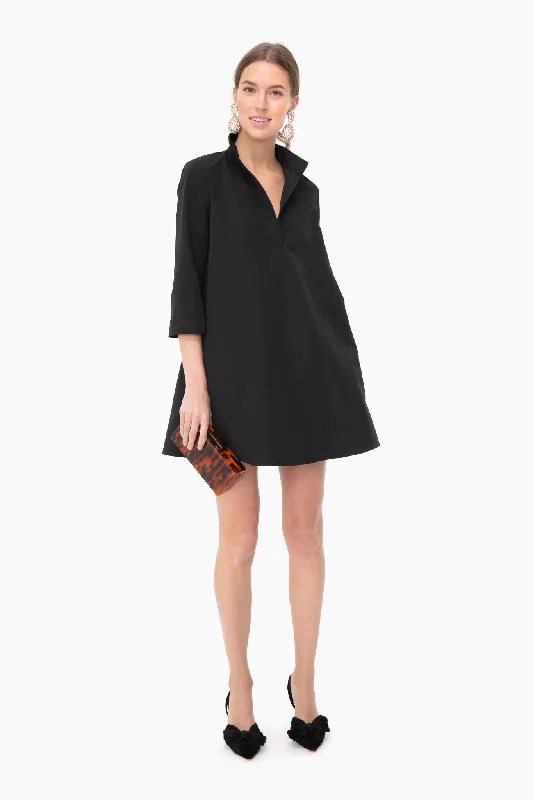Black Megan Taffeta Dress Tunics Satin smooth