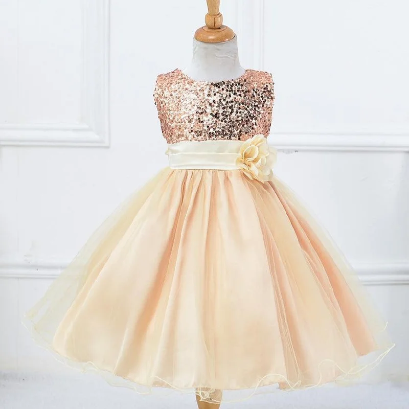 Toddler Girl Sleeveless Sequin Flower Girl Dress Princess Party Dress Square Neckline Feminine Toddler Girl Sleeveless Sequin Flower Girl Dress Princess Party Dress Square Neckline Feminine
