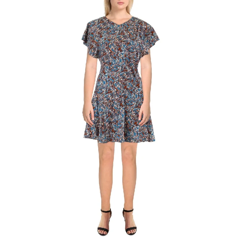 Womens Printed Viscose Fit & Flare Dress Tunics Velvet soft