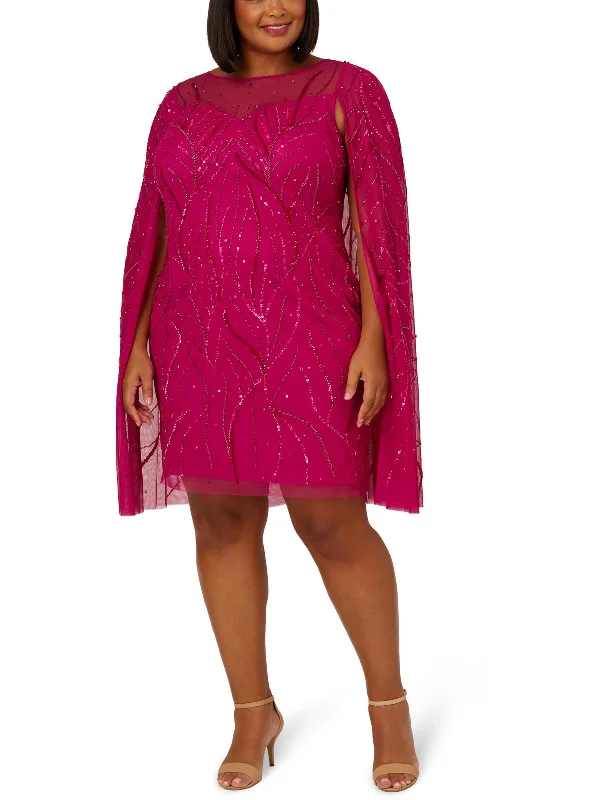 Plus Womens Beaded Sequin Cocktail And Party Dress Tunics Lace romantic
