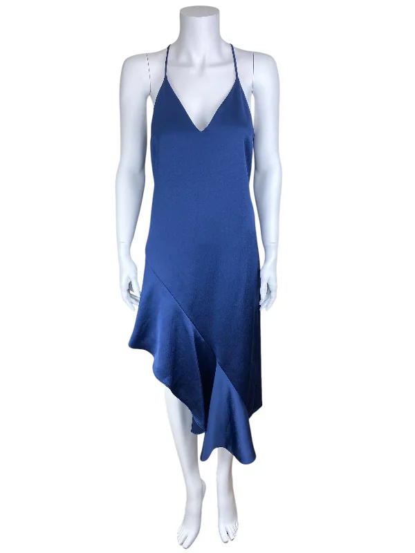 Halston Heritage Women's Asymmetrical Slip Dress Light Navy Size 8 with Tags Tunics Chic fashionable Halston Heritage Women's Asymmetrical Slip Dress Light Navy Size 8 with Tags Tunics Chic fashionable