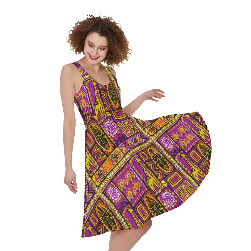 African Ethnic Tribal Inspired Print Sleeveless Knee Length Dress Tunics Cozy comfortable African Ethnic Tribal Inspired Print Sleeveless Knee Length Dress Tunics Cozy comfortable