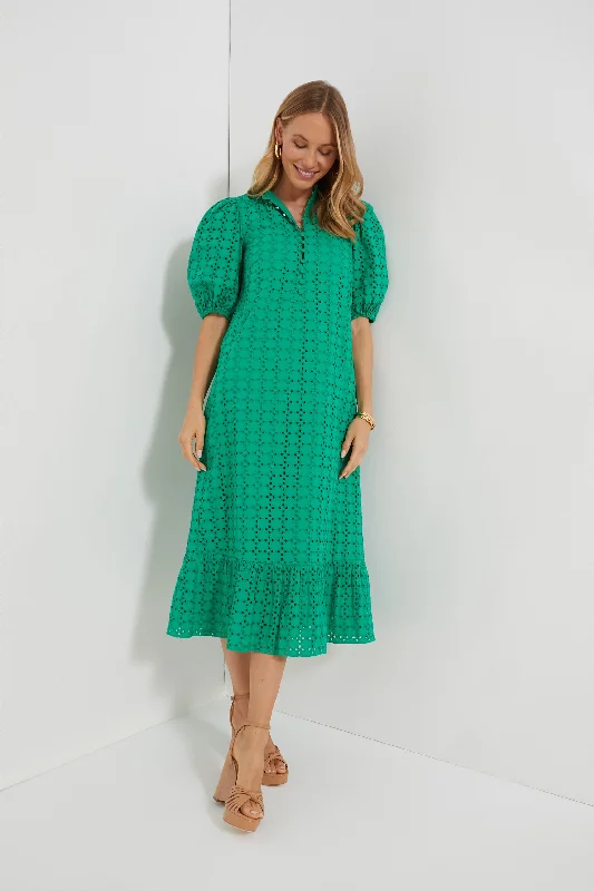 Green Eyelet Midi Tryall Dress Tunics Fall fleece