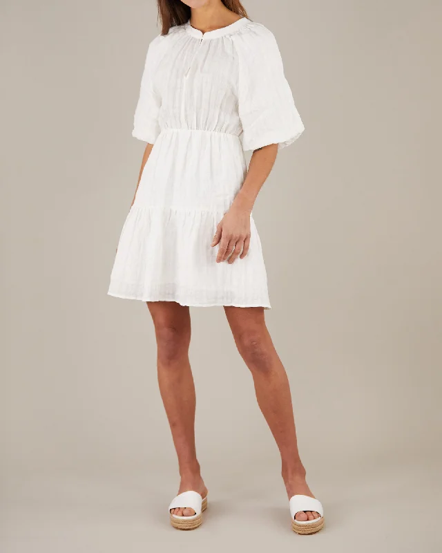 Pila Linen Mini Dress - White Chic Halter Mini Dress