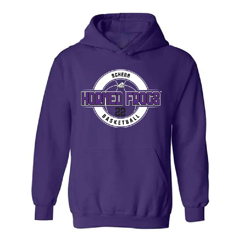 TCU - NCAA Women's Basketball : Maddie Scherr - Classic Fashion Shersey Hooded Sweatshirt Hoodie with Hem Raw Edge Edgy Unfinished