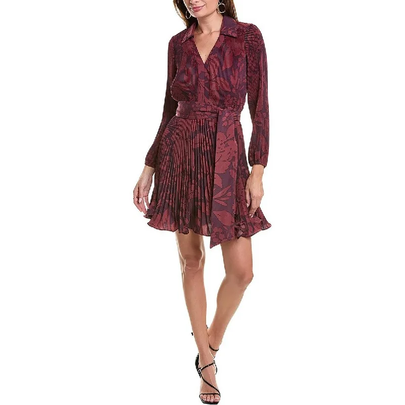 Womens Pleated Polyester Fit & Flare Dress Tunics stripes playful
