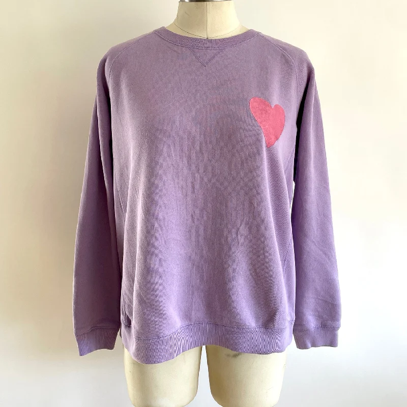 Vintage Happy Heart Lavender Sweatshirt Hoodie with Oversized Fit Loose Comfortable