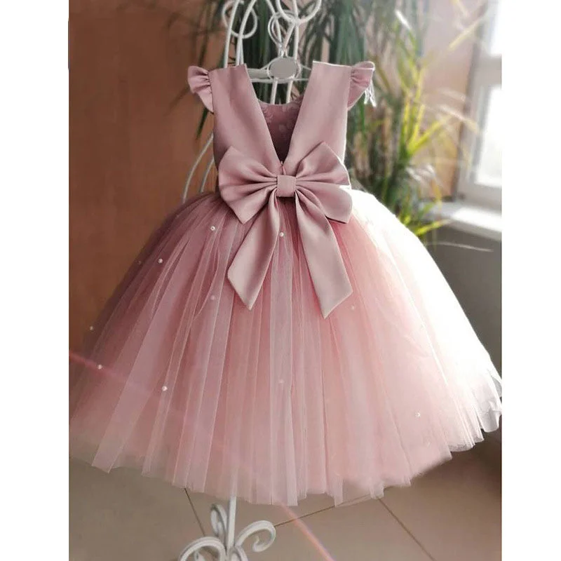 Baby Girl Princess Dress Summer Back Bow Textured Puffy Birthday Party Dress Tunics Chic fashionable Baby Girl Princess Dress Summer Back Bow Textured Puffy Birthday Party Dress Tunics Chic fashionable