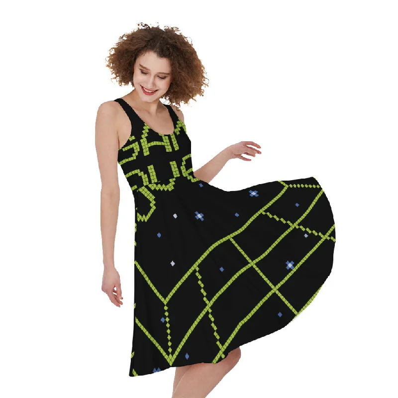 8-Bit Game Over Print Sleeveless Knee Length Dress Tunics Bestseller popular