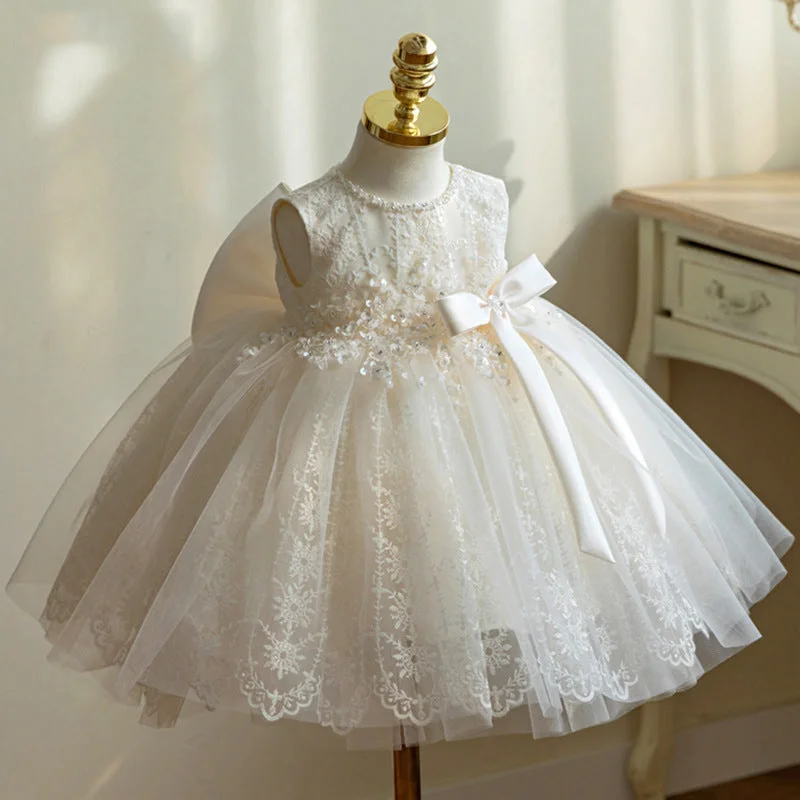 Baptism Dresses Baby Girl Pageant Princess Dress Toddler Summer Sleeveless Lace Birthday Party Dresses High-Low Hemline Casual Baptism Dresses Baby Girl Pageant Princess Dress Toddler Summer Sleeveless Lace Birthday Party Dresses High-Low Hemline Casual